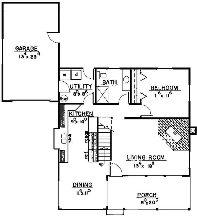 Floor Plan First Story of Country Plan #145-1981