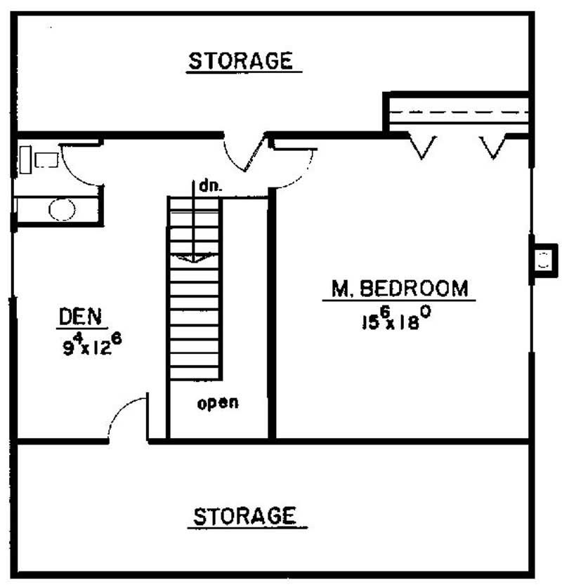 Floor Plan Second Story of Country Plan #145-1981