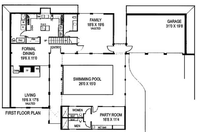 Floor Plan First Story of Mediterranean Plan #145-1983