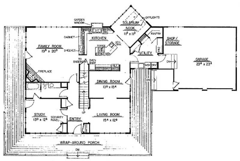 Floor Plan First Story of Ranch Plan #145-1989