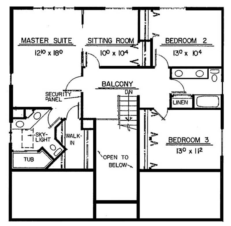 Floor Plan Second Story of Ranch Plan #145-1989