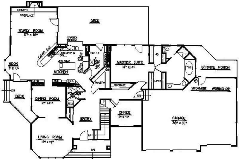 Floor Plan First Story of Contemporary Plan #145-1990