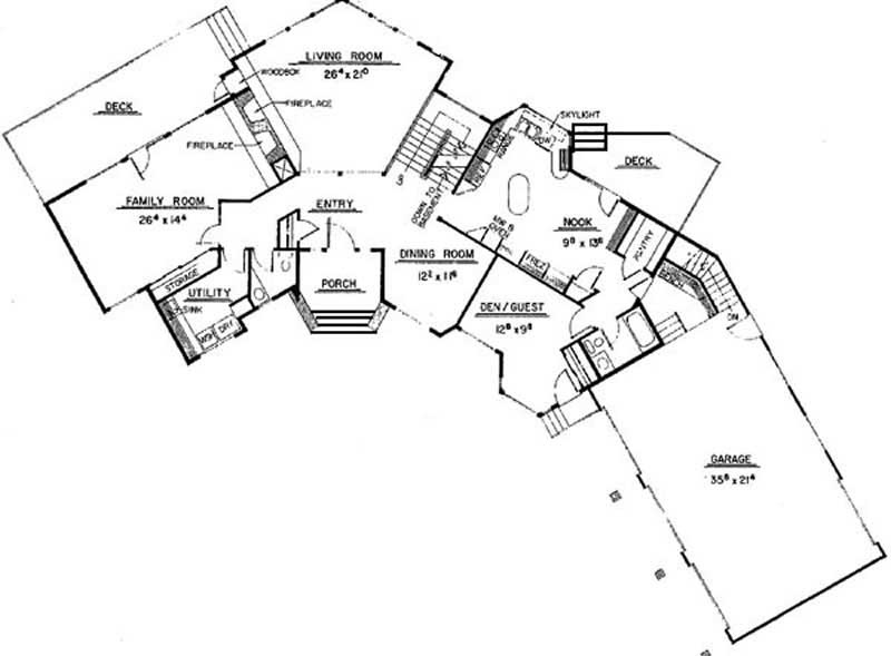 Floor Plan First Story of Tudor Plan #145-1992
