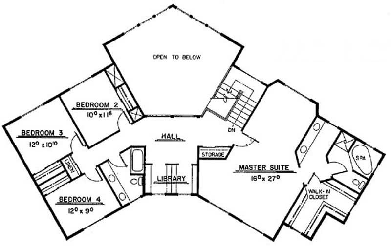 Floor Plan Second Story of Tudor Plan #145-1992