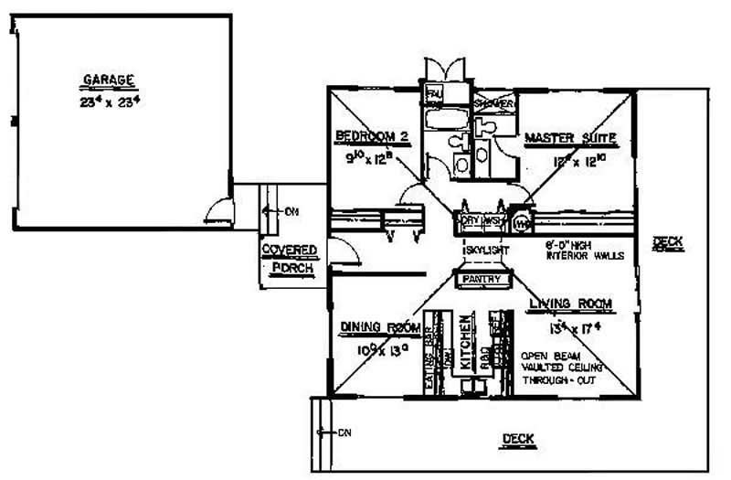 Floor Plan First Story of Vacation Homes Plan #145-1994