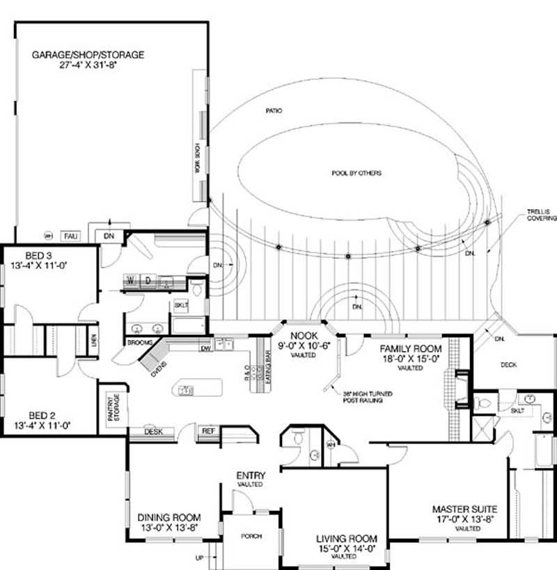 Floor Plan First Story of Contemporary Plan #145-1995