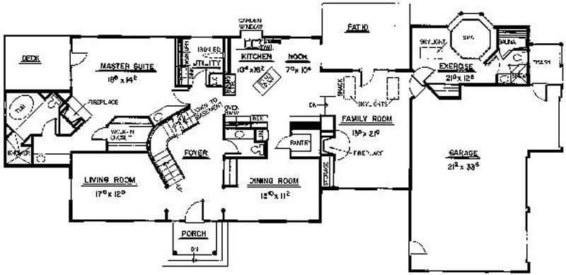 Floor Plan First Story of Contemporary Plan #145-1996