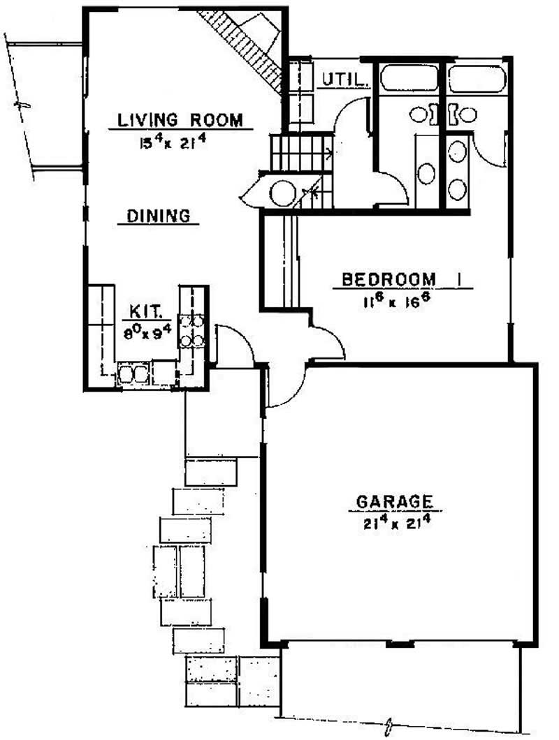 Floor Plan First Story of Contemporary Plan #145-1997