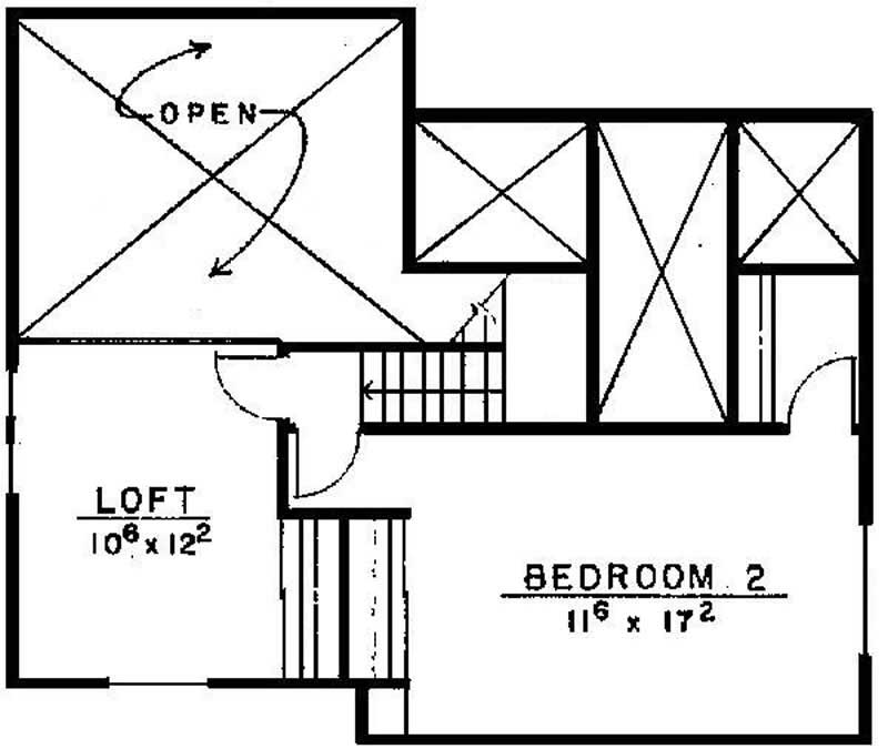 Floor Plan Second Story of Contemporary Plan #145-1997