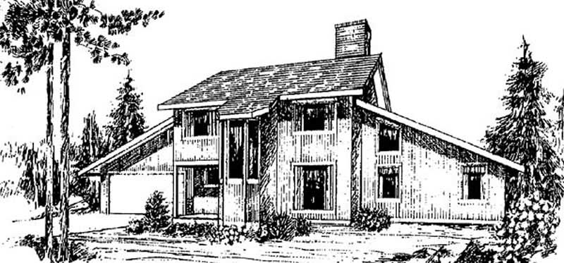 Front view of Contemporary home (ThePlanCollection: House Plan #145-1999)