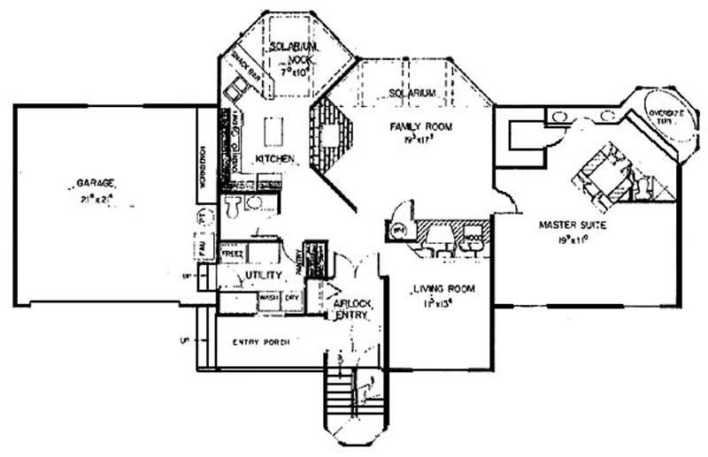 Floor Plan First Story of Contemporary Plan #145-1999