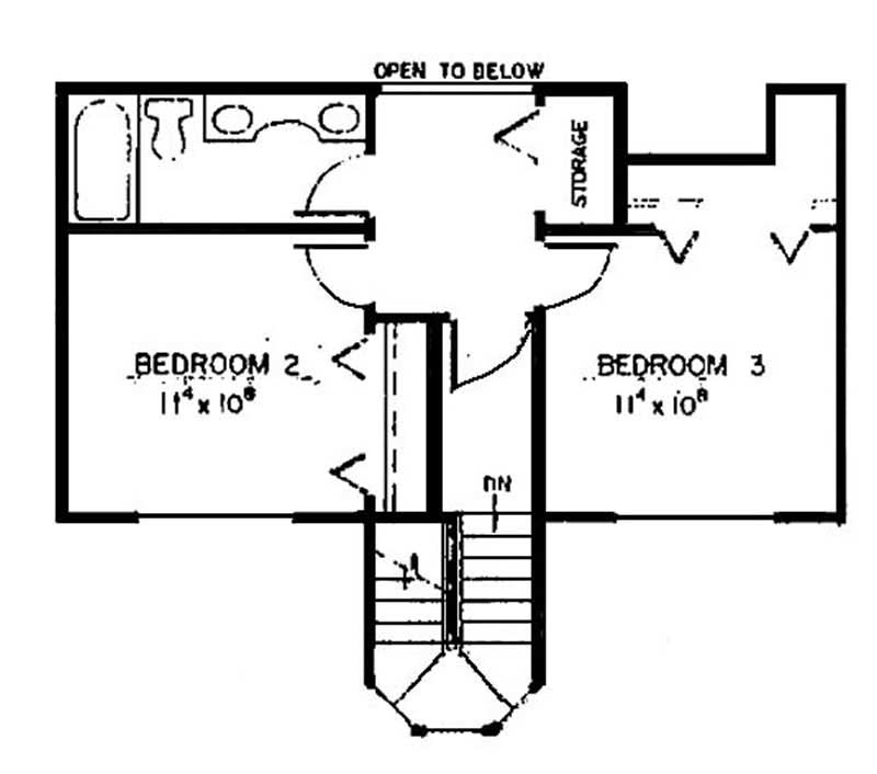 Floor Plan Second Story of Contemporary Plan #145-1999