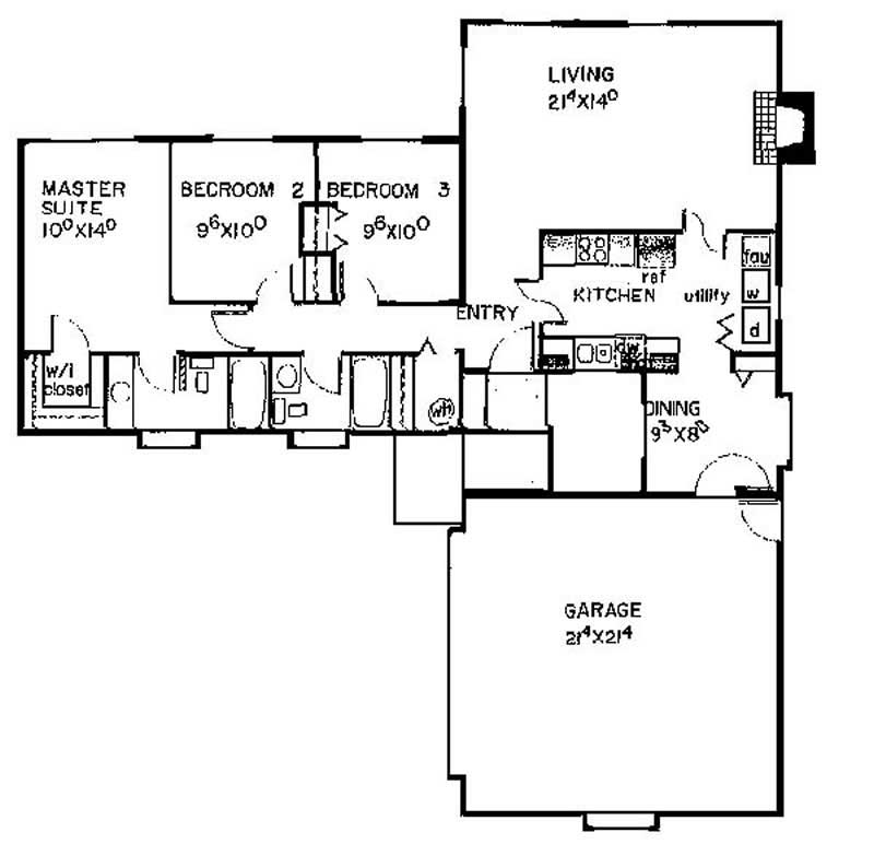 Floor Plan First Story of Small House Plans #145-2001