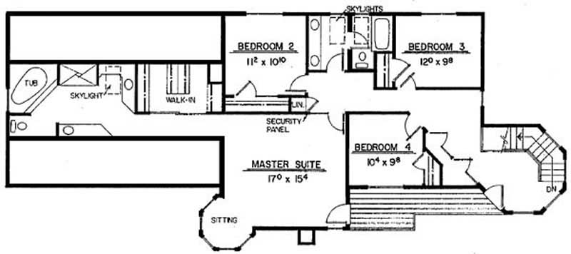Floor Plan Second Story of Victorian Plan #145-2002