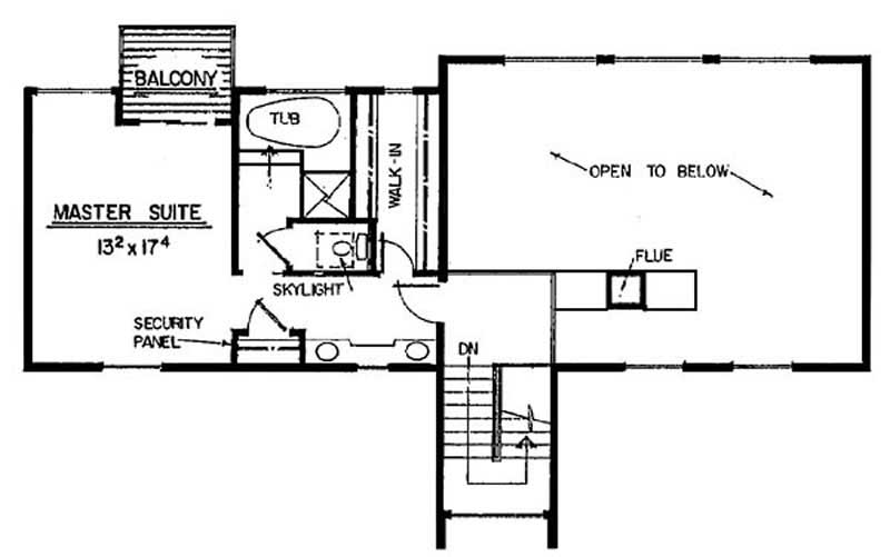 Floor Plan Second Story of Mediterranean Plan #145-2004