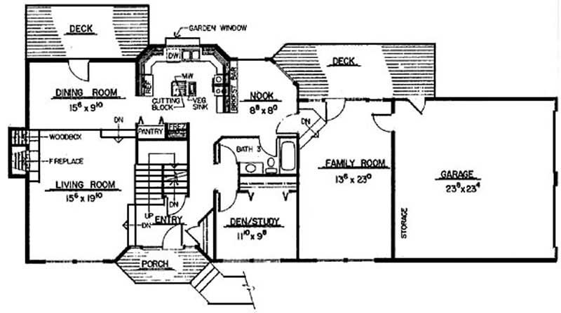 Floor Plan First Story of Tudor Plan #145-2005