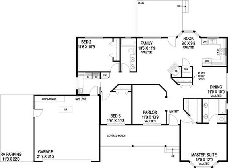 Floor Plan First Story of Country Plan #145-2006