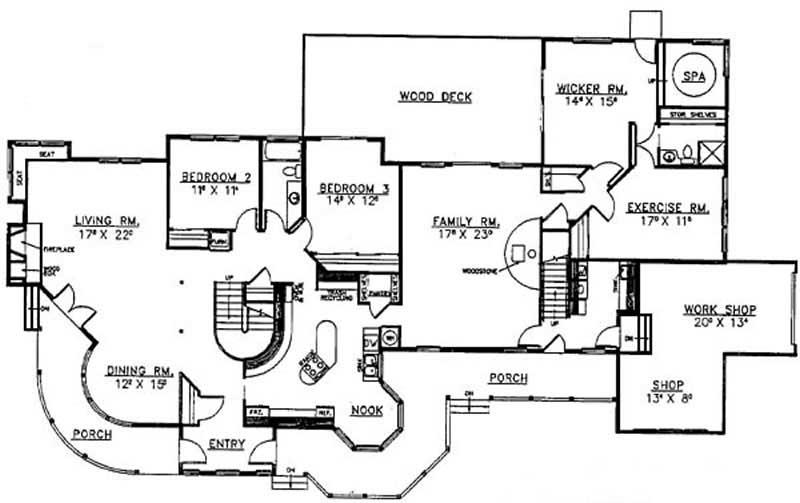 Floor Plan First Story of Luxury Plan #145-2007