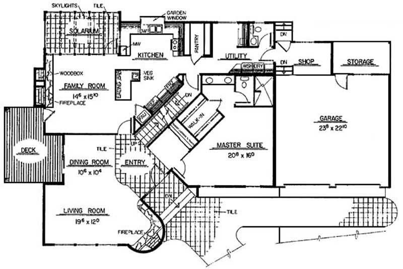 Floor Plan First Story of Contemporary Plan #145-2008