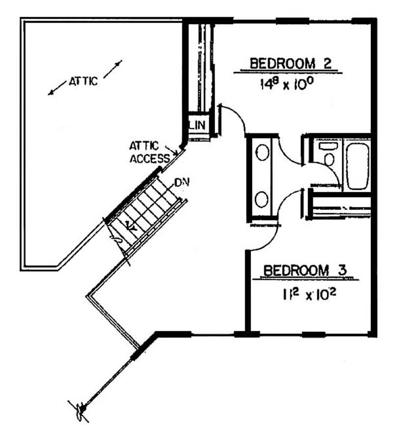 Floor Plan Second Story of Contemporary Plan #145-2008