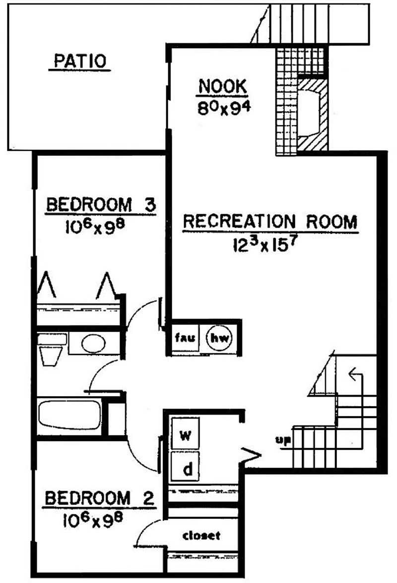 Floor Plan First Story of Small House Plans #145-2009