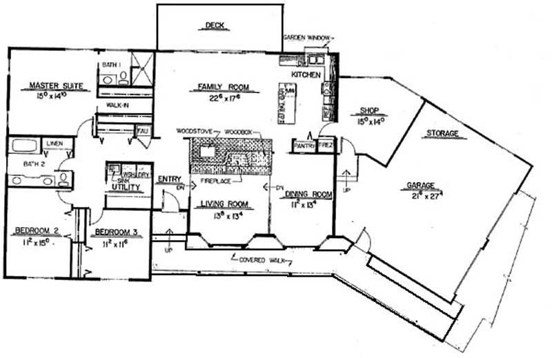 Floor Plan First Story of Ranch Plan #145-2011