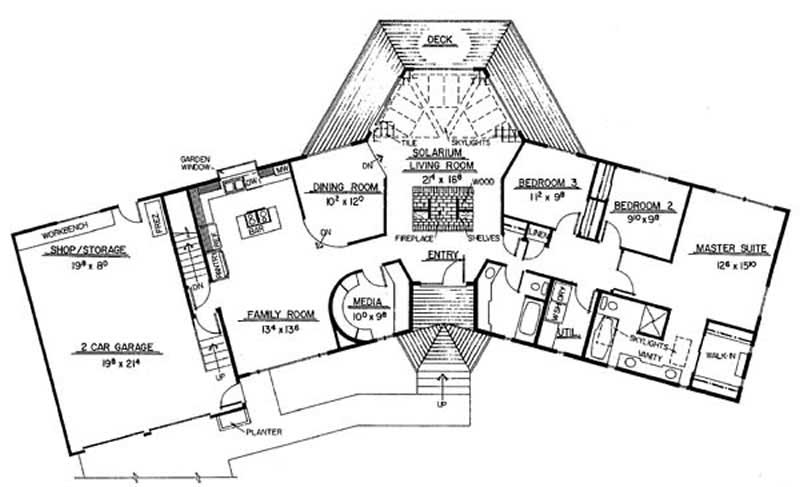 Floor Plan First Story of Contemporary Plan #145-2012