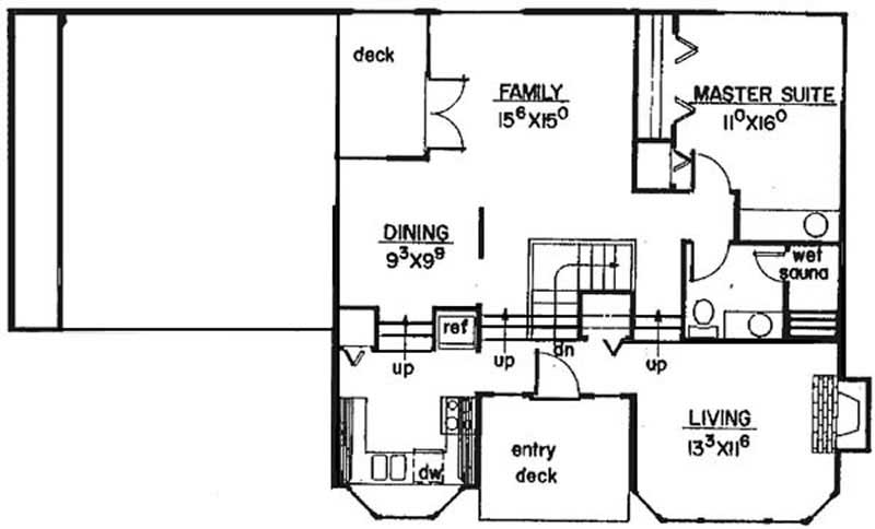 Floor Plan First Story of Vacation Homes Plan #145-2016