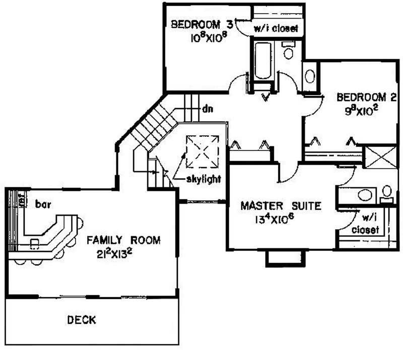 Floor Plan Second Story of Contemporary Plan #145-2019