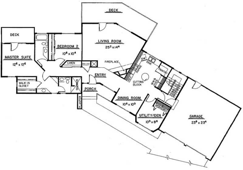Floor Plan First Story of Contemporary Plan #145-2020