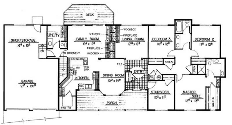 Floor Plan First Story of Contemporary Plan #145-2021