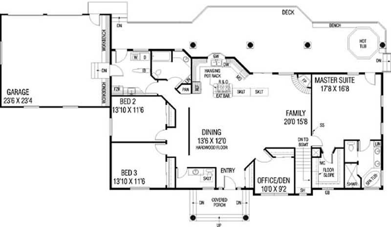 Floor Plan First Story of Colonial Plan #145-2022