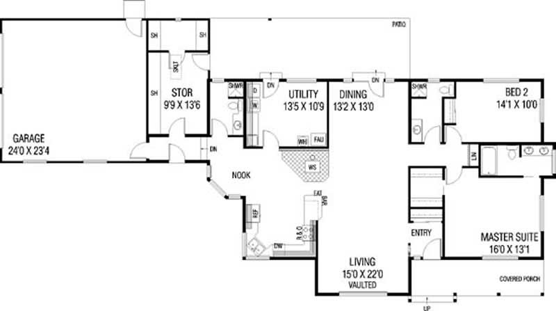Floor Plan First Story of Country Plan #145-2024