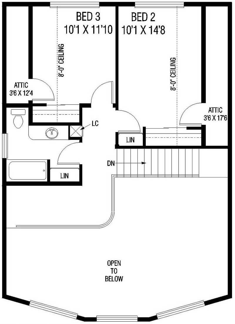Floor Plan Second Story of Contemporary Plan #145-2025