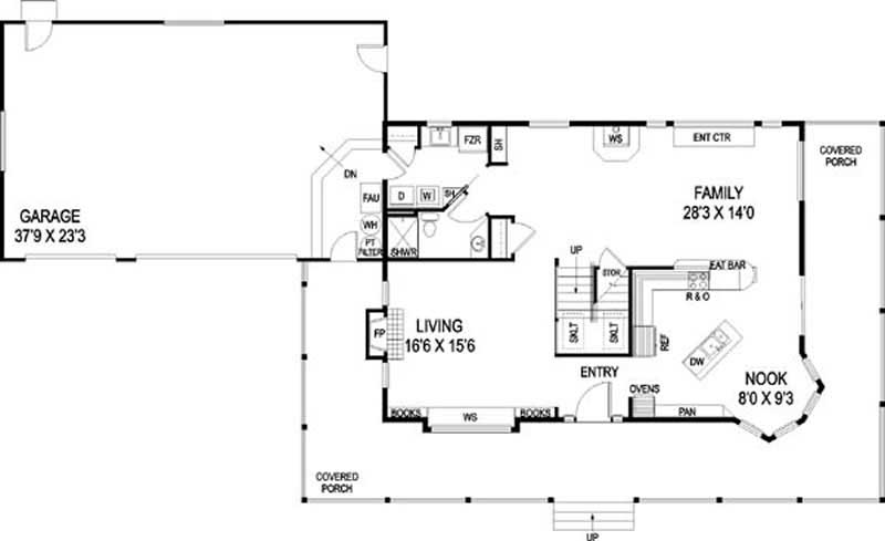 Floor Plan First Story of Ranch Plan #145-2026