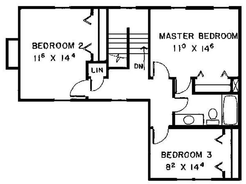 Floor Plan Second Story of Contemporary Plan #145-2029