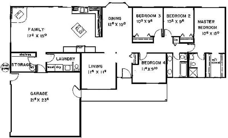 Floor Plan First Story of Small House Plans #145-2030