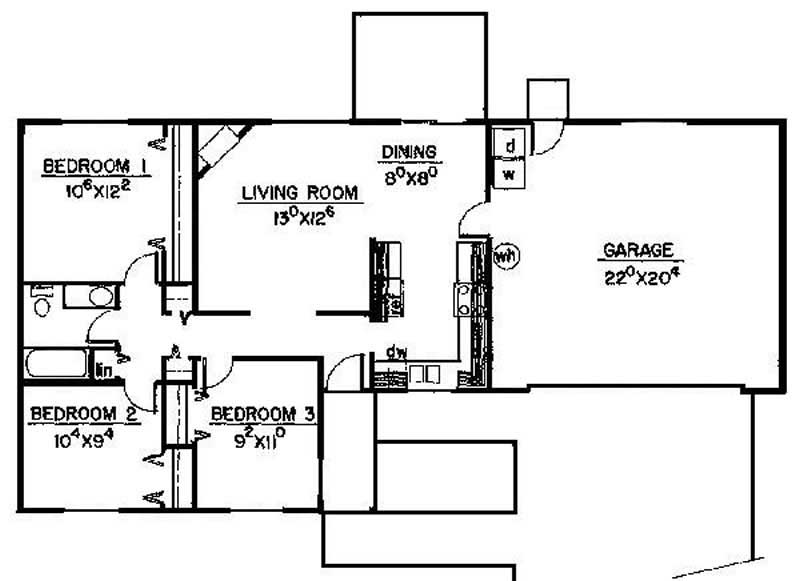 Floor Plan First Story of Small House Plans #145-2031