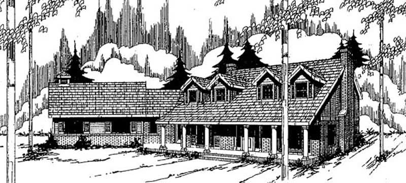 Front view of Farmhouse home (ThePlanCollection: House Plan #145-2032)