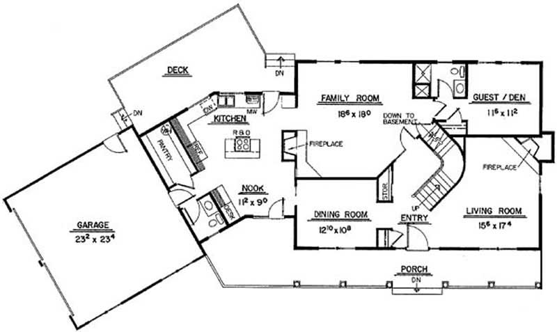 Floor Plan First Story of Farmhouse Plan #145-2032