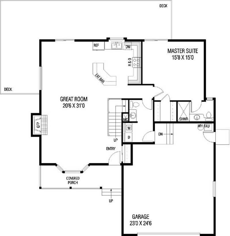 Floor Plan First Story of Country Plan #145-2035