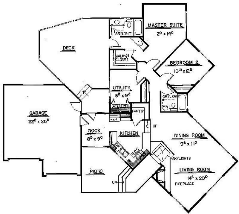 Floor Plan First Story of Contemporary Plan #145-2036