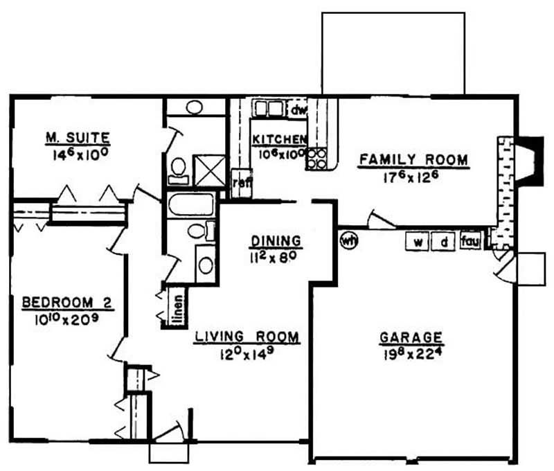 Floor Plan First Story of Small House Plans #145-2039