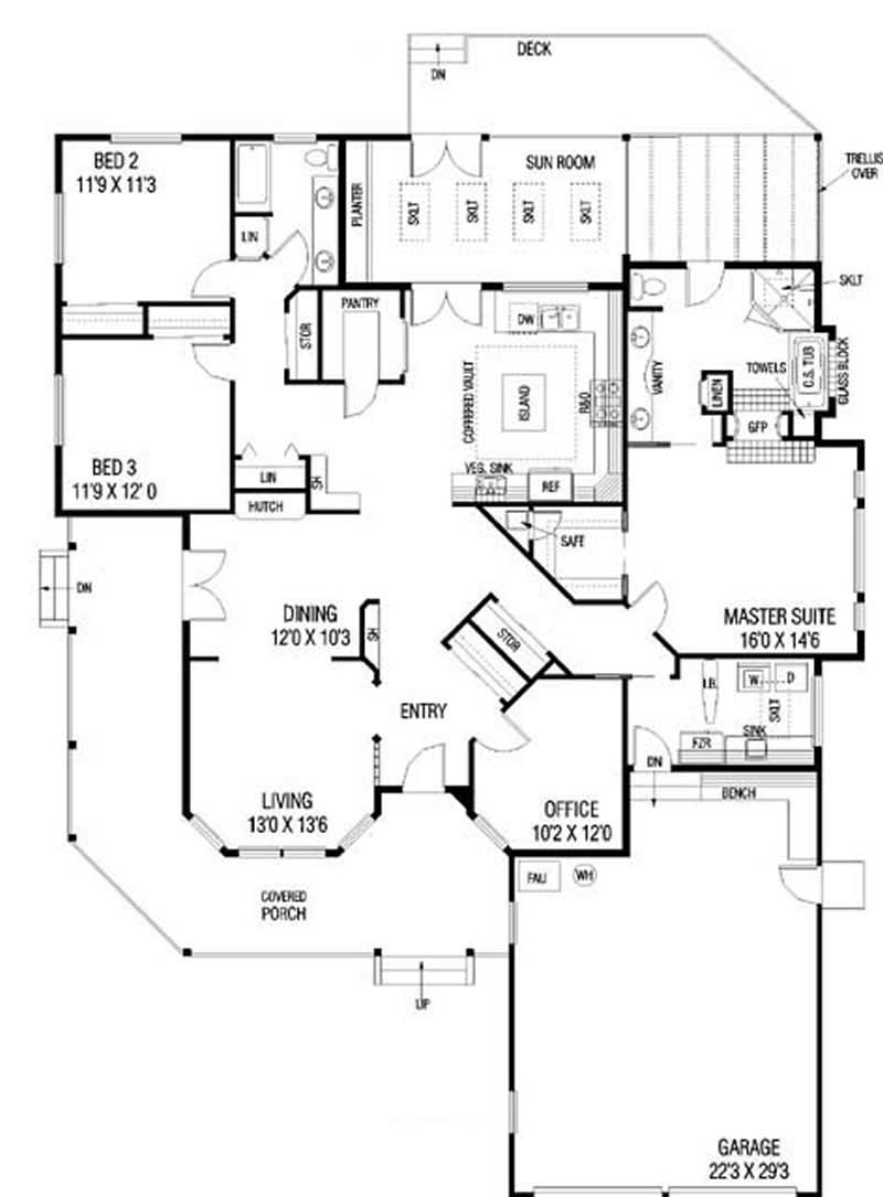 Floor Plan First Story of Prairie Plan #145-2042
