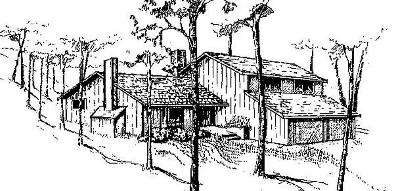 Front view of Contemporary home (ThePlanCollection: House Plan #145-2043)