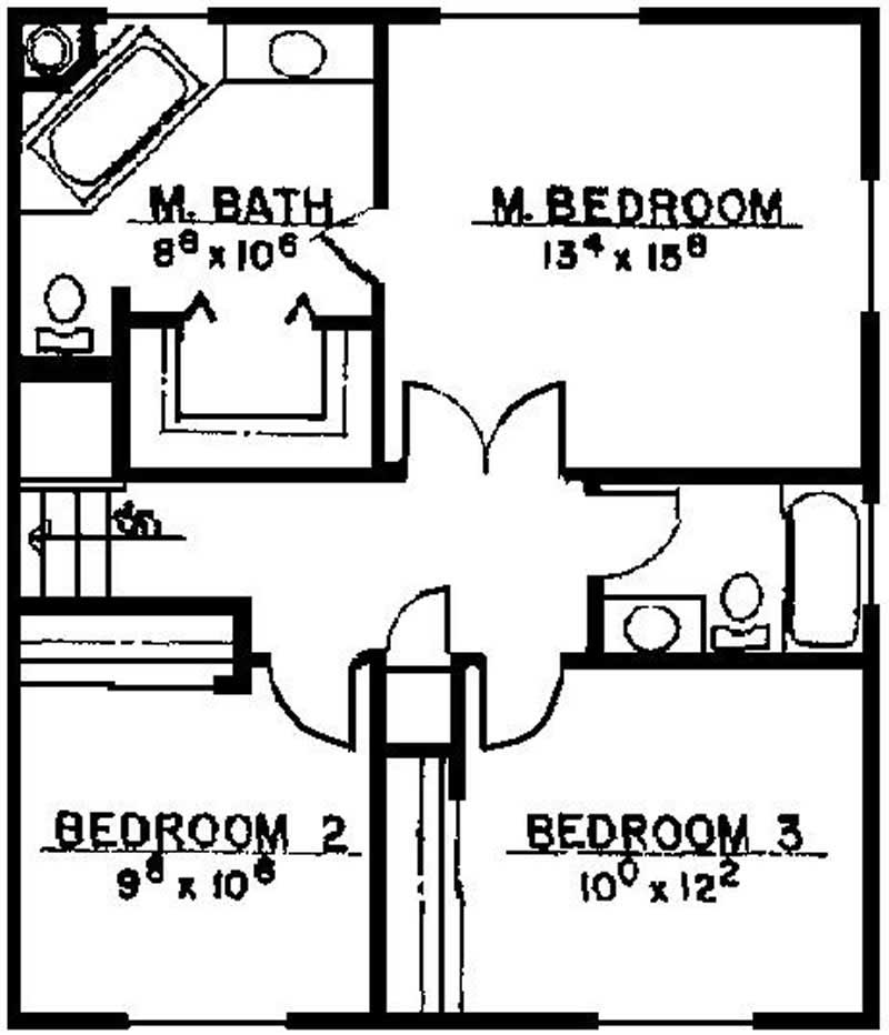 Floor Plan Second Story of Contemporary Plan #145-2043