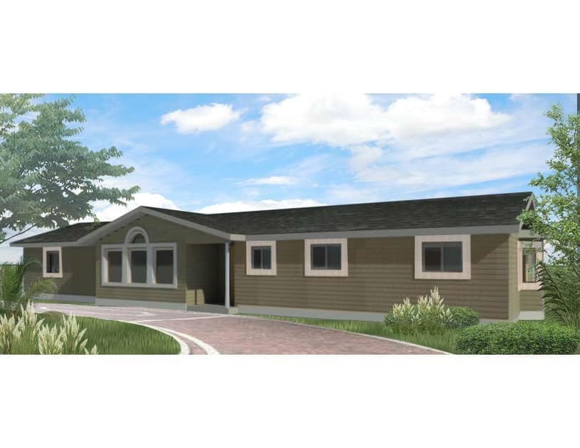 Front view of Ranch home (ThePlanCollection: House Plan #145-2044)