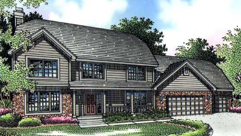 Front view of Country home (ThePlanCollection: House Plan #146-1002)