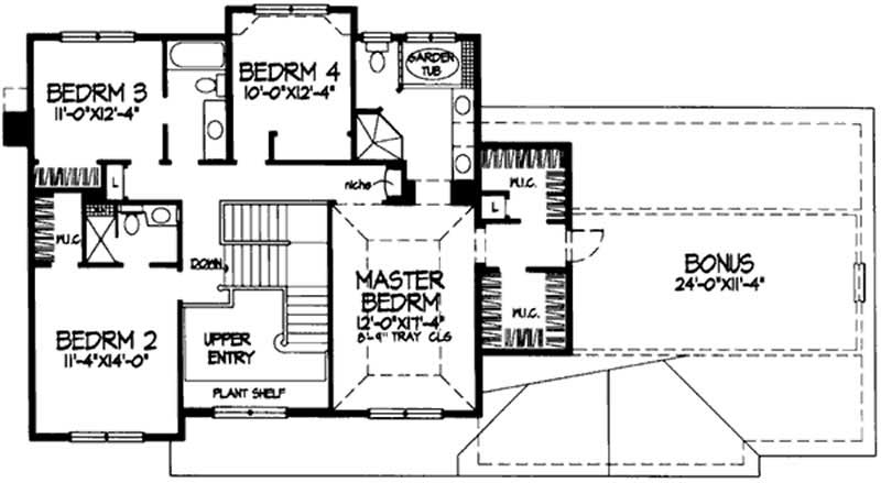 Floor Plan Second Story of Country Plan #146-1002