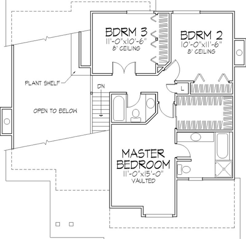 Floor Plan Second Story of Country Plan #146-1007